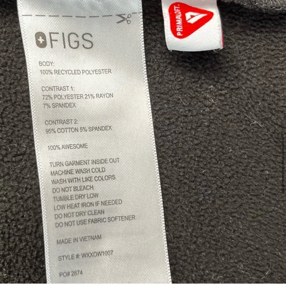 Figs On Shift Fleece women’s XL black work jacket coat for healthcare workers - Picture 7 of 16